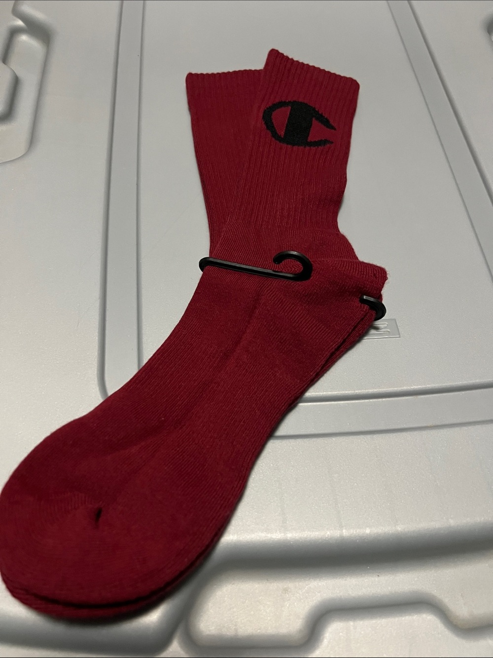 Champion Men's Crew Socks - burgundy size large